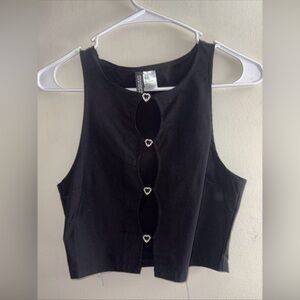 Chic Black Tank Top with Heart Details